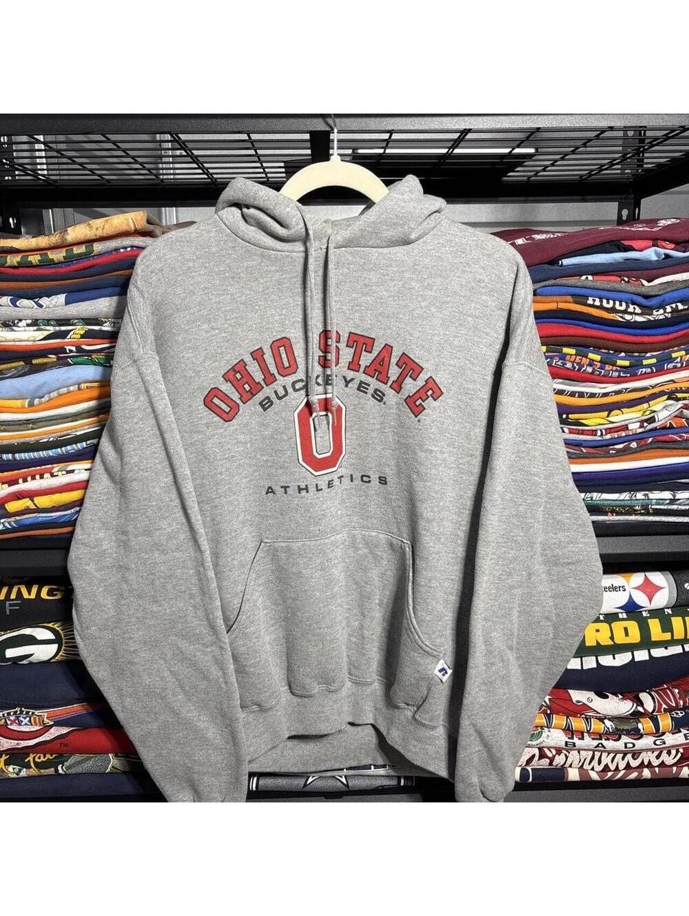 Vintage Y2K Russell Athletic Ohio State Buckeyes Hoodie Grey L